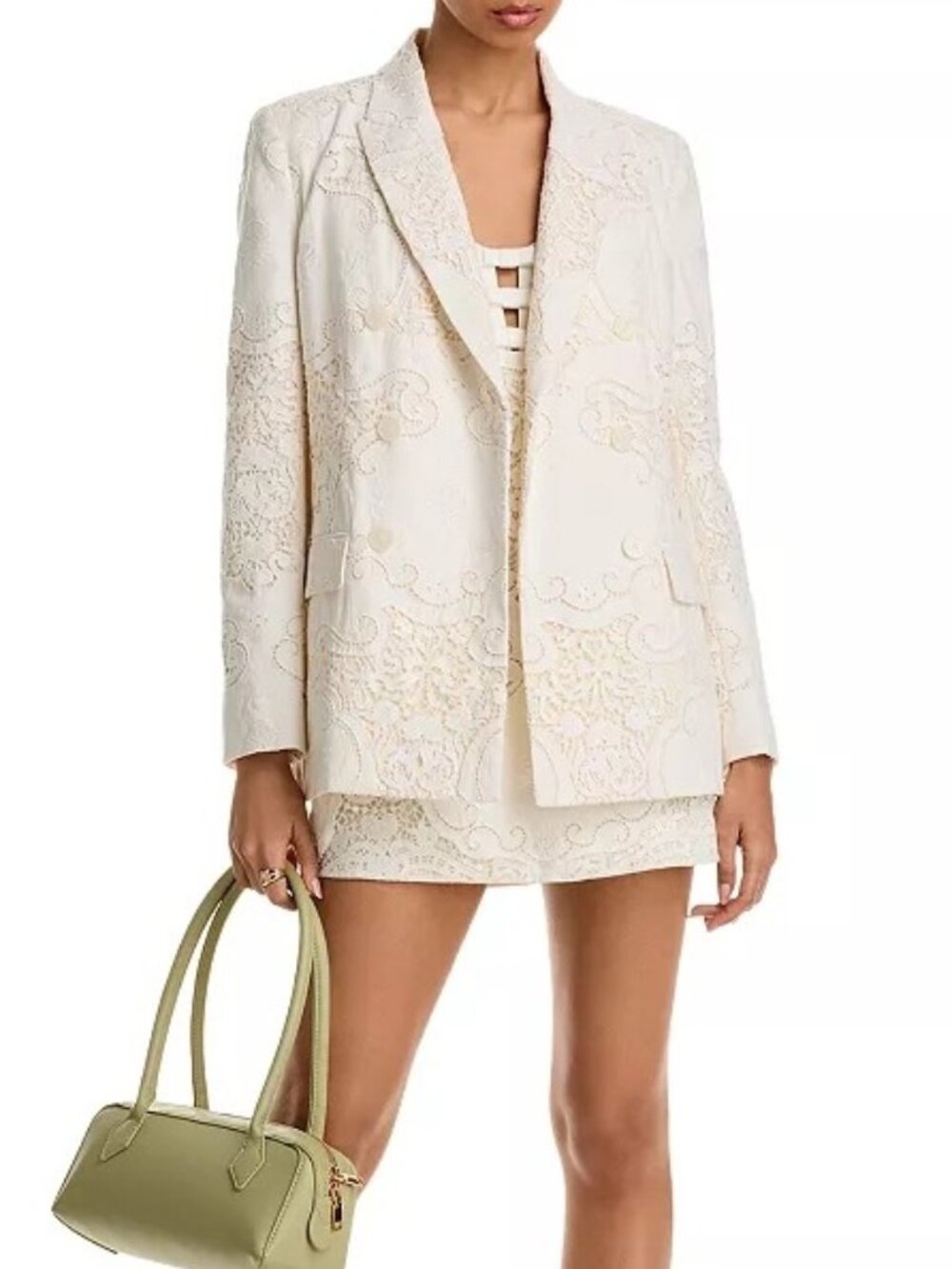 LoveShackFancy $795 Luara Doiley Lace Blazer Jacket White Bridal Shabby Chic